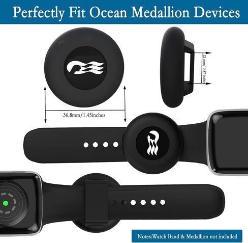 [4 Pack] Princess Cruise Medallion Watch Adapters Holder for Carnival Ocean Medallion 2025, 2026, Fits Watch Wristbands, Pet Silicone Protective Case - Dog Collar Cover for Air-Tags - Black/White in Saudi Arabia