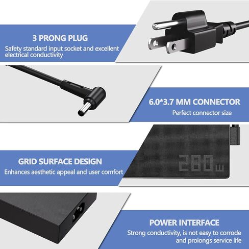280W for Asus Laptop Charger 6.0 x 3.7MM Fit for ROG Strix,Zephyrus,TUF in Saudi Arabia