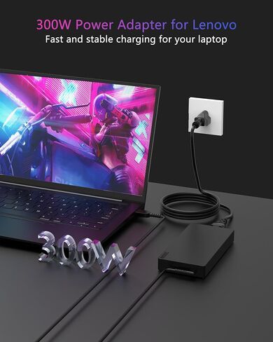 300W Gaming Laptop Charger Compatible with Lenovo Legion in Saudi Arabia