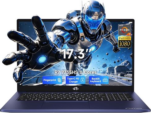 كمبيوتر محمول للألعاب NIMO مقاس 17.3 بوصة FHD IPS، كمبيوتر AMD Ryzen 7 (يصل إلى 4.75 جيجا هرتز، Beat i7-12650H) مع ذاكرة وصول عشوائي DDR5 سعة 64 جيجابايت وذاكرة وصول عشوائي سعتها 2 تيرابايت SSD Radeon 680M GPU ضمان لمدة عامين عرض 180 درجة متعدد الوظائف لل in Kuwait