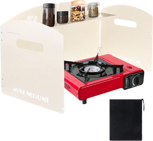 Camp Stove Windscreen, 4 Plates Camping Stove Windshield Folding Outdoor Picnic Cooker Wind Screen for Camping Burner, Backpacking, Butane, Alcohol Stoves Wind Shield - Heat-Resistant, Easy-Clean in Saudi Arabia