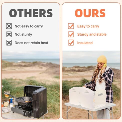 Camp Stove Windscreen, 4 Plates Camping Stove Windshield Folding Outdoor Picnic Cooker Wind Screen for Camping Burner, Backpacking, Butane, Alcohol Stoves Wind Shield - Heat-Resistant, Easy-Clean in Saudi Arabia