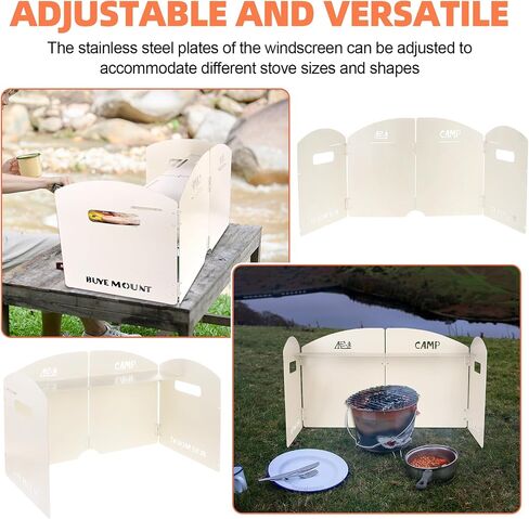 Camp Stove Windscreen, 4 Plates Camping Stove Windshield Folding Outdoor Picnic Cooker Wind Screen for Camping Burner, Backpacking, Butane, Alcohol Stoves Wind Shield - Heat-Resistant, Easy-Clean in Saudi Arabia
