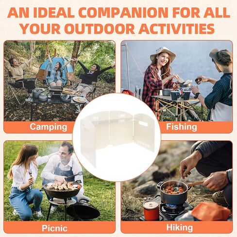 Camp Stove Windscreen, 4 Plates Camping Stove Windshield Folding Outdoor Picnic Cooker Wind Screen for Camping Burner, Backpacking, Butane, Alcohol Stoves Wind Shield - Heat-Resistant, Easy-Clean in Saudi Arabia