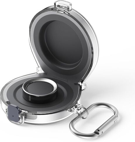 Secure Lock Case for Oura Ring 4/5 Charging Case with Carabiner(Clear Pink) in Saudi Arabia