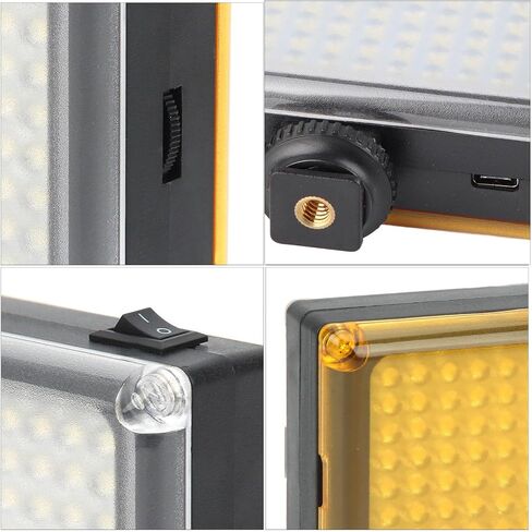 Portable LED Video Light for Camera, 96 LEDs Fill Lamp with Hot Shoe, 3 Power Modes, Soft Warm Light for Interview Photography in Kuwait