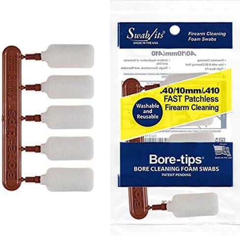SWAB-ITS .40cal/.44cal/10mm/410 Gauge Gun Cleaning Bore-Tips Barrel Cleaning Swabs - Made in the USA in Saudi Arabia