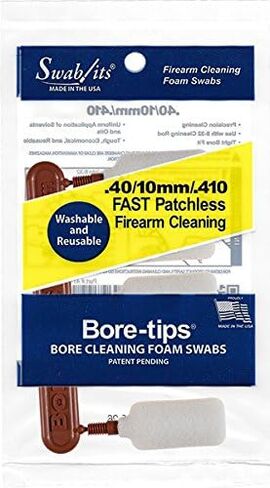 SWAB-ITS .40cal/.44cal/10mm/410 Gauge Gun Cleaning Bore-Tips Barrel Cleaning Swabs - Made in the USA in Saudi Arabia