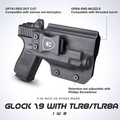 TSG Red Dot Compatible IWB Kydex RH Holster with Adjustable Cant & Retention Fits: Glock 19/Streamlight TLR-8 in Kuwait