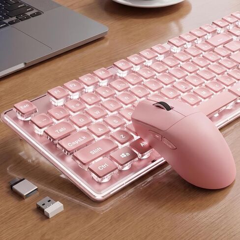 Wireless Keyboard and Mouse Combo, White Backlit, Rechargeable - White in Saudi Arabia