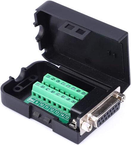 Fafeicy DB15 Nut Type Female Serial Connector Terminal Breakout Board Adapter with All Copper Base Black Case for 3.81mm Spacing Wiring in Kuwait