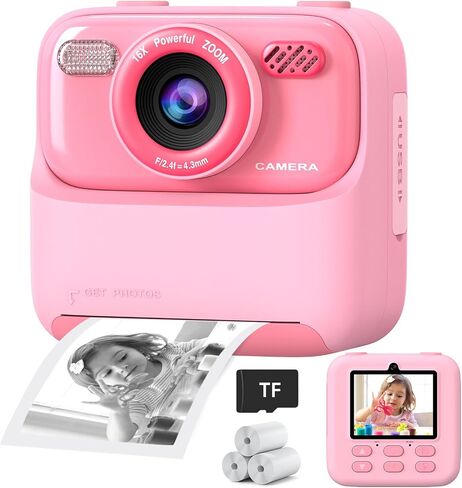 Kids Instant Digital Cameras for Boys and Girls, 1080P HD Dual-Lens Selfie Digital Camera with Print Paper & TF Card, Christmas Birthday Gifts Toys for Toddler and Teenagers Age 3-16 Years Old in Saudi Arabia