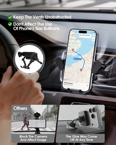 LENTION Car Phone Holder Mount, Air Vent Phone Holder for Car with Triangular Metal Hook, Compatible with iPhone 17/16 Pro Max Samsung Galaxy One-Hand Operation for Safe Driving(G11-V01) in Saudi Arabia