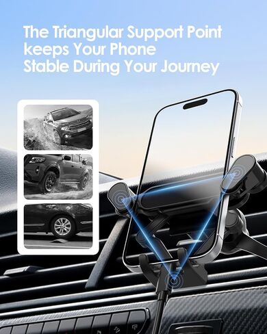 LENTION Car Phone Holder Mount, Air Vent Phone Holder for Car with Triangular Metal Hook, Compatible with iPhone 17/16 Pro Max Samsung Galaxy One-Hand Operation for Safe Driving(G11-V01) in Saudi Arabia
