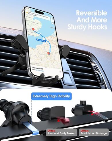 LENTION Car Phone Holder Mount, Air Vent Phone Holder for Car with Triangular Metal Hook, Compatible with iPhone 17/16 Pro Max Samsung Galaxy One-Hand Operation for Safe Driving(G11-V01) in Saudi Arabia