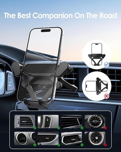 LENTION Car Phone Holder Mount, Air Vent Phone Holder for Car with Triangular Metal Hook, Compatible with iPhone 17/16 Pro Max Samsung Galaxy One-Hand Operation for Safe Driving(G11-V01) in Saudi Arabia