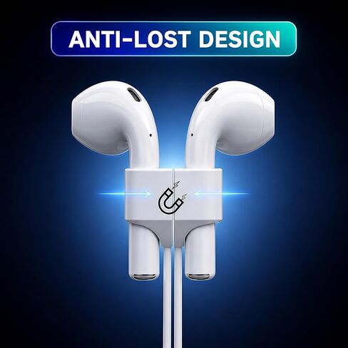 AirPods Accessories Kit 3-in-1 Bundle – Earbud Cleaning Pen, Magnetic Anti-Lost Silicone Strap & Hard Travel Carrying Case for Apple AirPods, Earbuds, Bluetooth Headphones & Wireless Earphones in Saudi Arabia