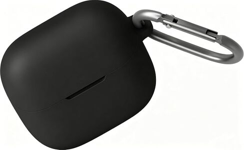 Geiomoo Silicone Cover for Baseus Bass BP1 NC Case, Soft Flexible Scratch Resistant Protective with Carabiner (Black) in Saudi Arabia