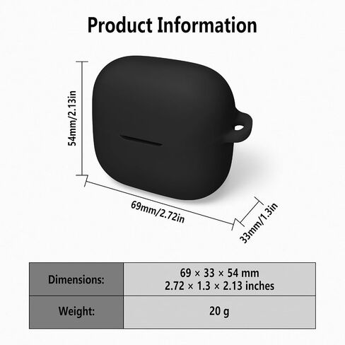 Geiomoo Silicone Cover for Baseus Bass BP1 NC Case, Soft Flexible Scratch Resistant Protective with Carabiner (Black) in Saudi Arabia