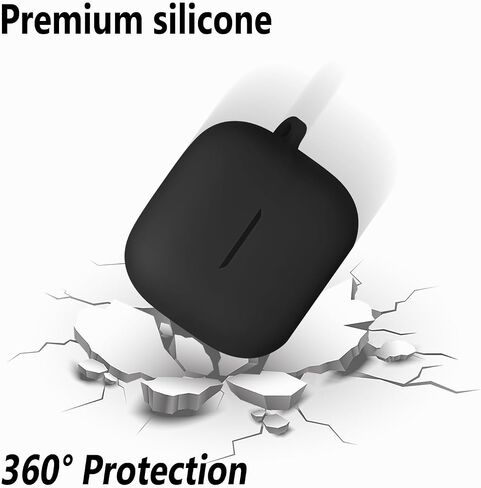 Geiomoo Silicone Cover for Baseus Bass BP1 NC Case, Soft Flexible Scratch Resistant Protective with Carabiner (Black) in Saudi Arabia