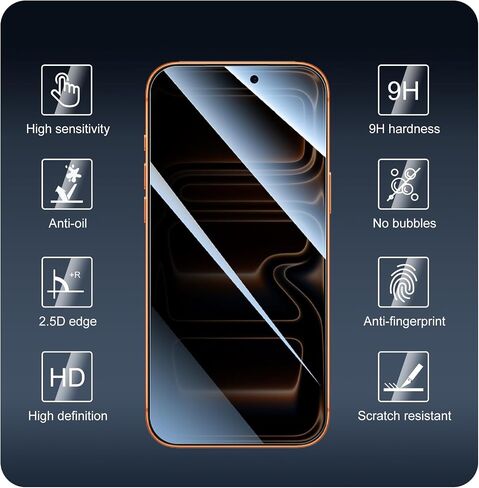 3-Pack Privacy Screen Protector for iPhone 17 Pro Max/16 Pro Max, Anti-Spy Tempered Glass Film, Dark Private Black Protection, 9H Hardness, Anti-Scratch, Bubble Free, Case Friendly in Saudi Arabia