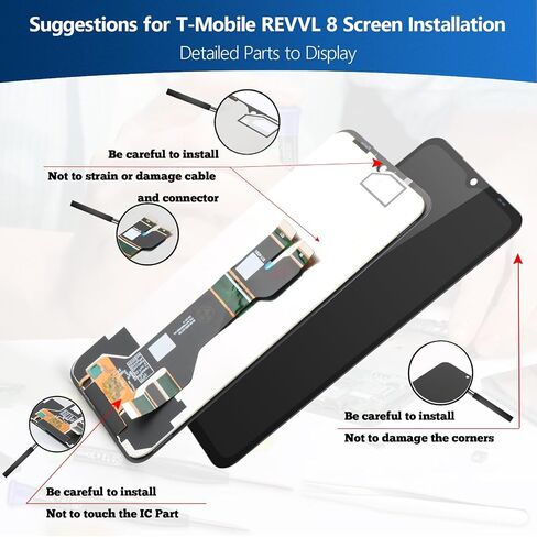 6.6 Inches for T-Mobile REVVL 8 Screen Replacement for REVVL 8 TMRV085G LCD Display Touch Screen Digitizer Assembly with Repair Tools (Black) in Kuwait