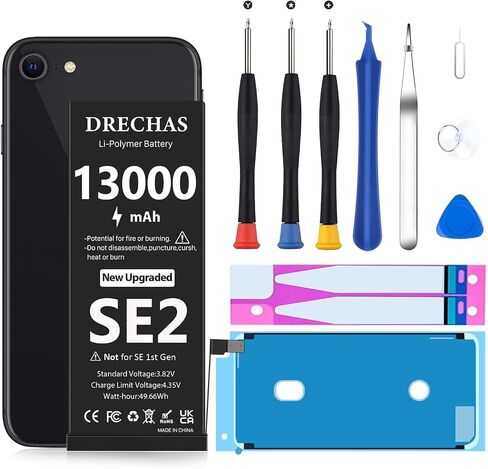 [13000 مللي أمبير] بطارية لهاتف iPhone SE2020، بطارية بديلة ليثيوم بوليمر ذات سعة مطورة لهاتف iPhone SE 2nd Gen A2275 A2296 A2298 مع مجموعة أدوات إصلاح احترافية (ليست لهاتف iPhone SE 1st Gen) in Kuwait