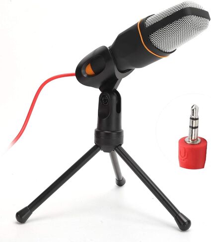 Yoidesu Plug and Play Omnidirectional Condenser Microphone Kit with Foldable Tripod Stand, Wired Computer Mic with Builtin Windproof Sponge, High Sensitivity 1.8m/5.9ft Cable for (Black) in Saudi Arabia
