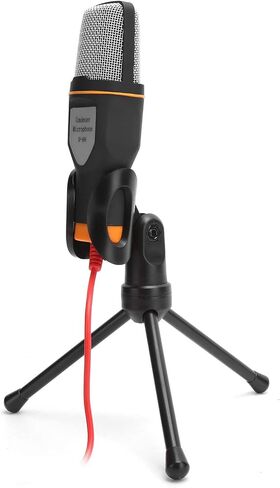 Yoidesu Plug and Play Omnidirectional Condenser Microphone Kit with Foldable Tripod Stand, Wired Computer Mic with Builtin Windproof Sponge, High Sensitivity 1.8m/5.9ft Cable for (Black) in Saudi Arabia