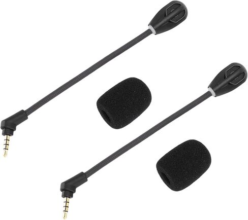 2Pcs Replacement Microphone Compatible with Cloud S & Cloud Gaming Headsets, 3.5mm Noise Cancelling Detachable Boom Mic with Windscreen, Clear Sound for in Saudi Arabia
