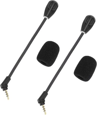2Pcs Replacement Microphone Compatible with Cloud S & Cloud Gaming Headsets, 3.5mm Noise Cancelling Detachable Boom Mic with Windscreen, Clear Sound for in Saudi Arabia