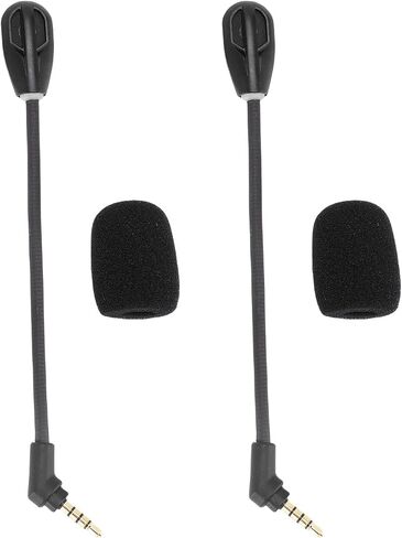 2Pcs Replacement Microphone Compatible with Cloud S & Cloud Gaming Headsets, 3.5mm Noise Cancelling Detachable Boom Mic with Windscreen, Clear Sound for in Saudi Arabia