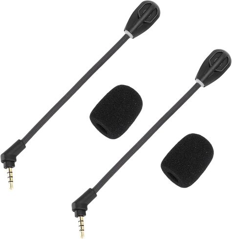 2Pcs Replacement Microphone Compatible with Cloud S & Cloud Gaming Headsets, 3.5mm Noise Cancelling Detachable Boom Mic with Windscreen, Clear Sound for in Saudi Arabia