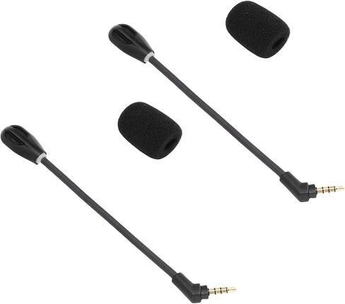 2Pcs Replacement Microphone Compatible with Cloud S & Cloud Gaming Headsets, 3.5mm Noise Cancelling Detachable Boom Mic with Windscreen, Clear Sound for in Saudi Arabia