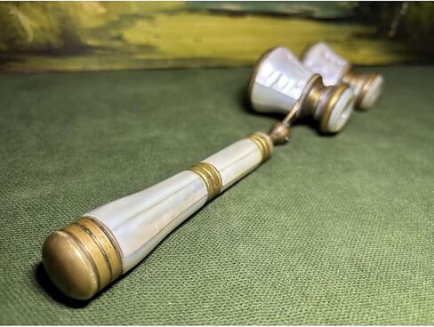 Opera Glasses Binoculars with French Brass Engraving, Portable Compact Design for Concerts Theater and Bird Watching, Refined Accessory for Women, White Finish, Beden in Saudi Arabia