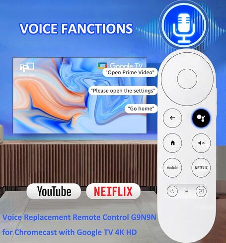 Replacement Voice Remote for Google Chromecast 4K Snow HD TV, for Chromecast with Google-TV Remote, for GoogleTV HD/ 4K Snow Streaming Stick，for G9N9N, GA01919-US in Saudi Arabia