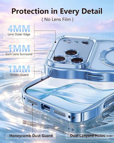Meifigno Magnetic for iPhone 18 Pro Case Cute Wavy (6.3"), Glacier Blue in Saudi Arabia