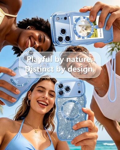 Meifigno Magnetic for iPhone 18 Pro Case Cute Wavy (6.3"), Glacier Blue in Saudi Arabia