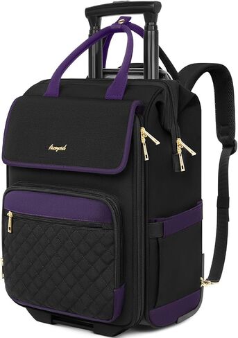 Arcoyard Rolling Backpack for Women, Travel Rolling Laptop Backpack with Wheels, Vertical & Horizontal Storage 2 In 1, Flip-Top Design, Water-Resistant Overnight College Underseat Carry on Luggage in Kuwait
