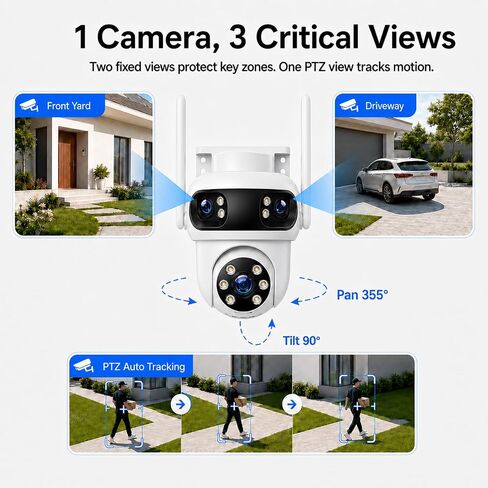 CAMCAMP Triple-Lens Wireless Security Camera System Outdoor with 12 Views in Saudi Arabia
