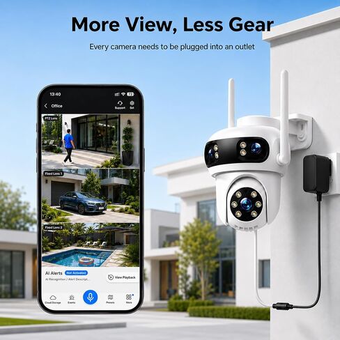 CAMCAMP Triple-Lens Wireless Security Camera System Outdoor with 12 Views in Saudi Arabia