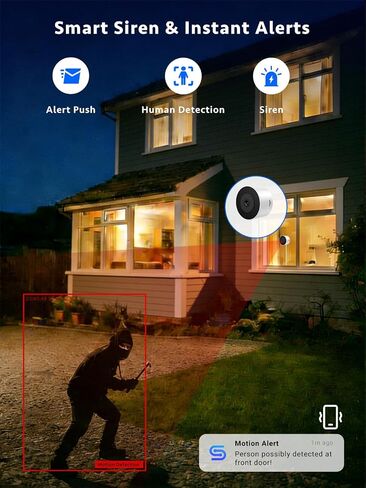 Septekon 2K Window Security Camera, 2.4G & 5G WiFi, No-Drill 18° Tilt Mount in Saudi Arabia