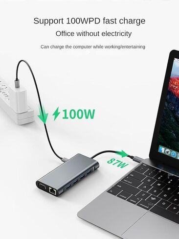 1000M Network Port,100W PD Fast Charging,4K60HZ HDMI,11-in-1 USB-C Hub Docking Station, Dual Card Reader, USB,VGA, HDMI, RJ45 in Saudi Arabia