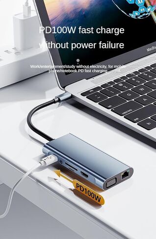 1000M Network Port,100W PD Fast Charging,4K60HZ HDMI,11-in-1 USB-C Hub Docking Station, Dual Card Reader, USB,VGA, HDMI, RJ45 in Saudi Arabia