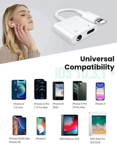 2-in-1 Headphones Adapter for iPhone 14 13 12 [Apple MFi Certified] in Kuwait