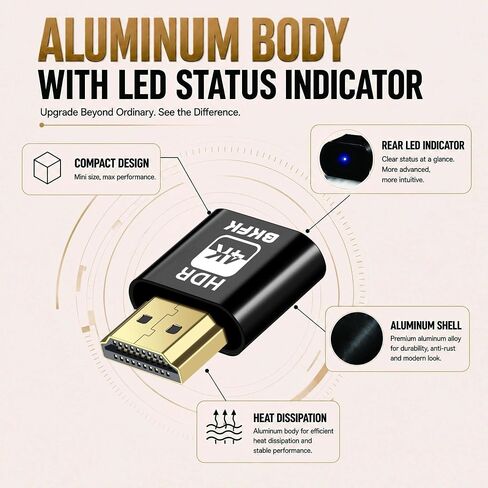 HDMI Dummy Plug 4K HDR,Virtual Monitor EDID Emulator, Headless Display Adapter,Headless hdmi Adapter，hdmi Dummy，Supports up to 4k@60Hz,1080@120Hz(4K-HDR-1P) in Saudi Arabia