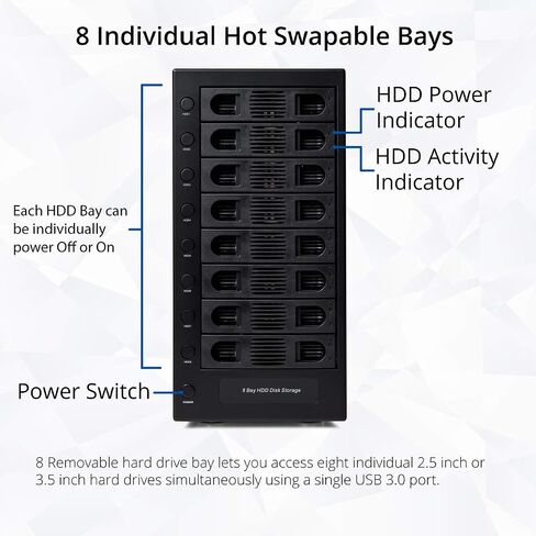 حاوية محرك الأقراص الصلبة الخارجية Casafoyer Sy-Enc5119 ذات 8 فتحات USB 3.0 SATA (عبوة من قطعتين) in Kuwait