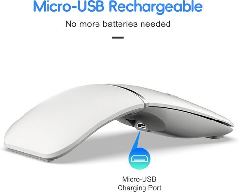 HXMJ- Foldable Bluetooth Travel Mouse,Wireless Portable 2.4G Arc Mice,Multi-Device (Bluetooth+2.4G),360° Rotating Rechargeable Flat Mice for Desktop PC Laptops Tablets-White in Saudi Arabia