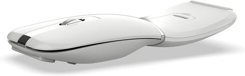 HXMJ- Foldable Bluetooth Travel Mouse,Wireless Portable 2.4G Arc Mice,Multi-Device (Bluetooth+2.4G),360° Rotating Rechargeable Flat Mice for Desktop PC Laptops Tablets-White in Saudi Arabia