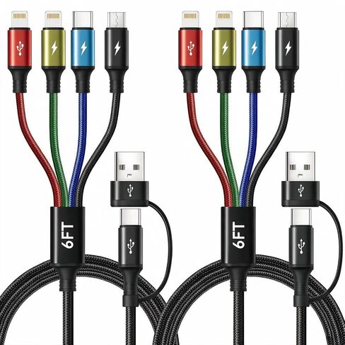 4 in 1 Multi Charging Cable 3.5A, 2Pack 6Ft 4 in 1 Multiple Charging Cord in Saudi Arabia